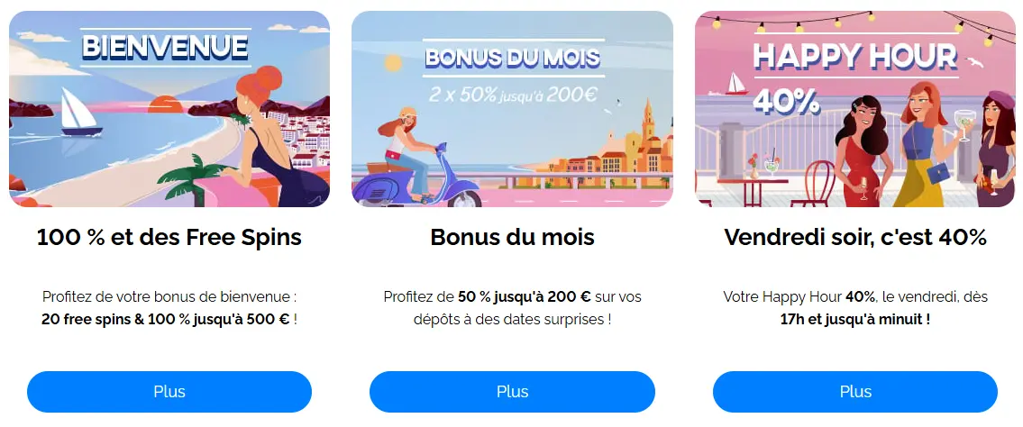 Bonus pour les joueurs de AZUR CASINO